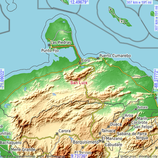 Topographic map of San Luis