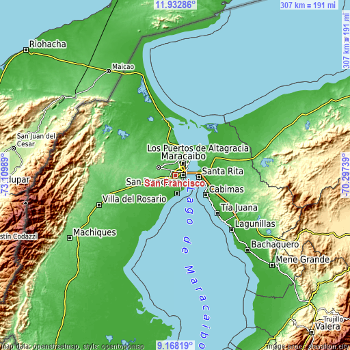 Topographic map of San Francisco