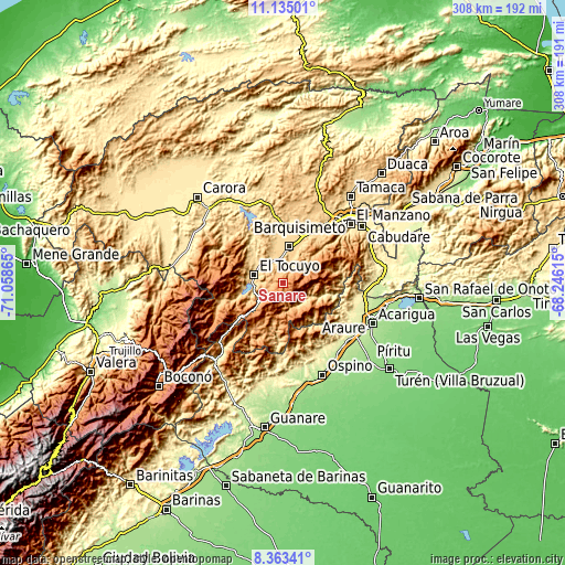 Topographic map of Sanare