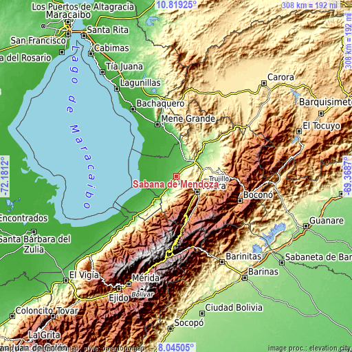 Topographic map of Sabana de Mendoza