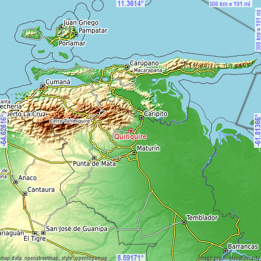 Topographic map of Quiriquire