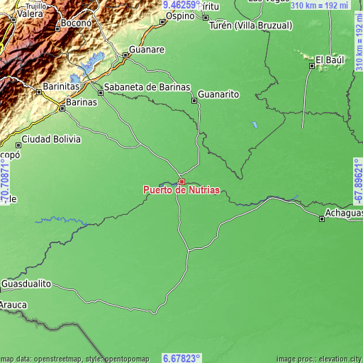 Topographic map of Puerto de Nutrias