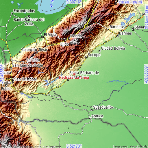 Topographic map of Pedraza La Vieja