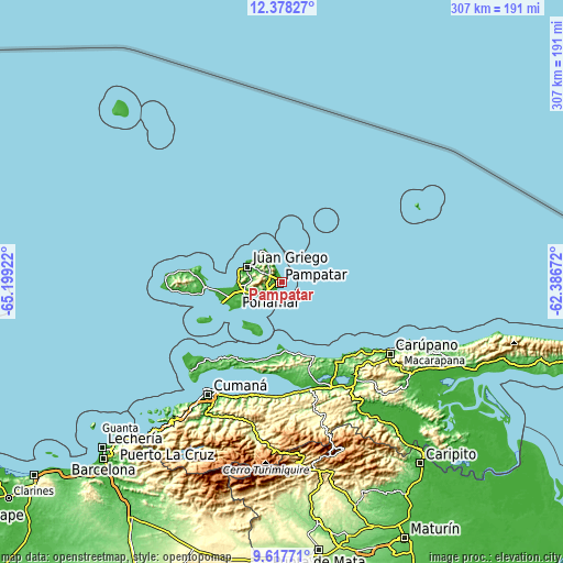 Topographic map of Pampatar