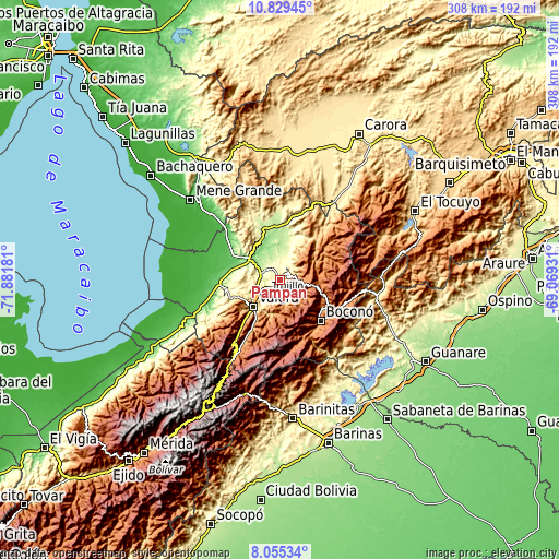 Topographic map of Pampán