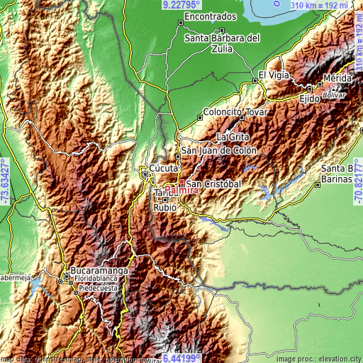 Topographic map of Palmira