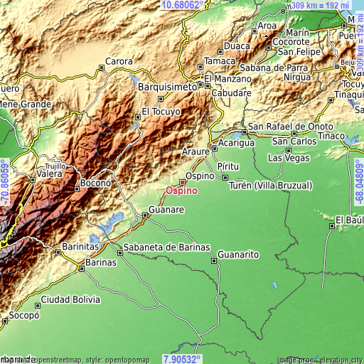 Topographic map of Ospino