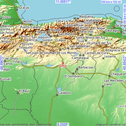 Topographic map of Ortiz