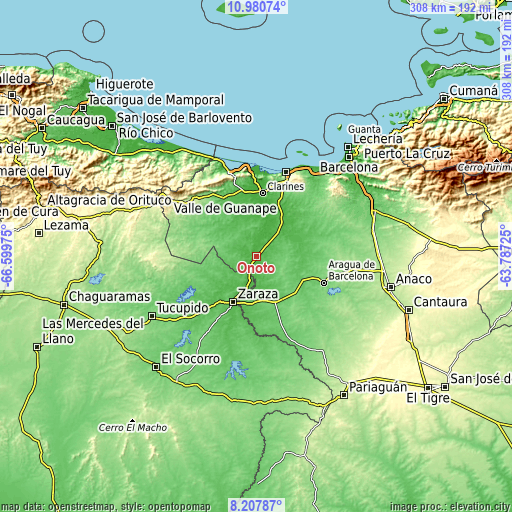 Topographic map of Onoto