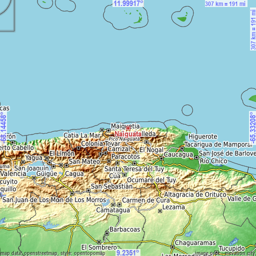 Topographic map of Naiguatá