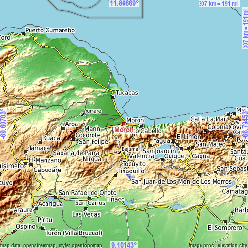Topographic map of Morón
