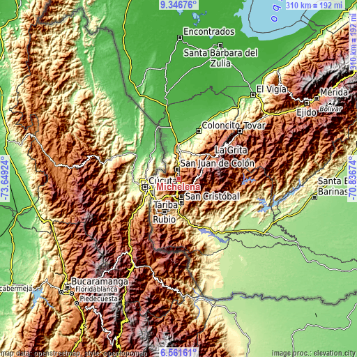 Topographic map of Michelena