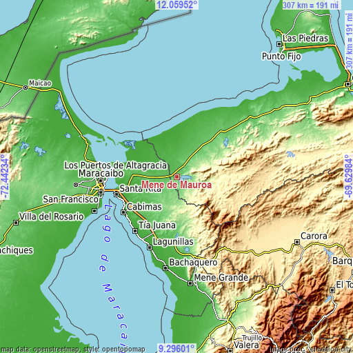 Topographic map of Mene de Mauroa