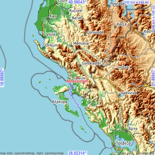 Topographic map of Mesopotam