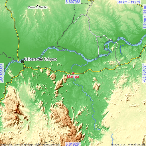Topographic map of Maripa