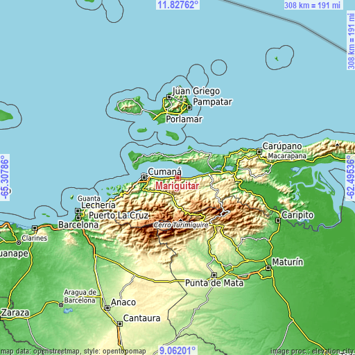 Topographic map of Marigüitar