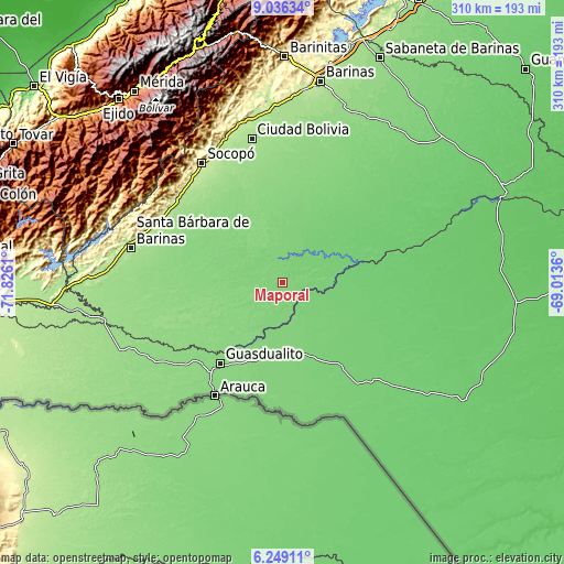 Topographic map of Maporal