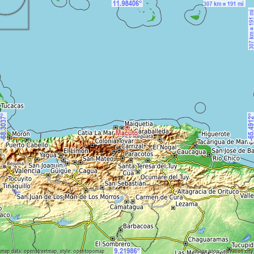 Topographic map of Macuto