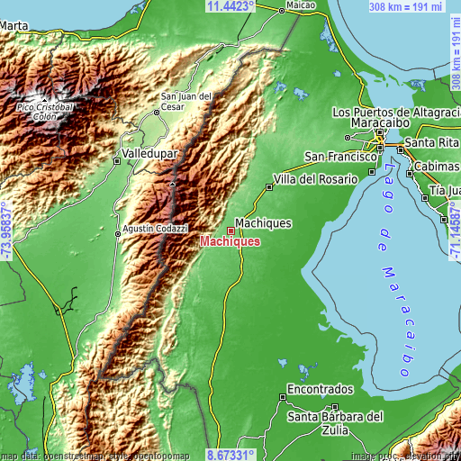 Topographic map of Machiques