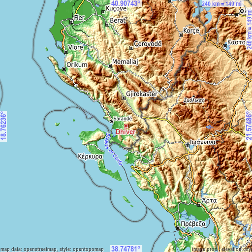 Topographic map of Dhivër