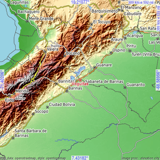 Topographic map of Veguitas