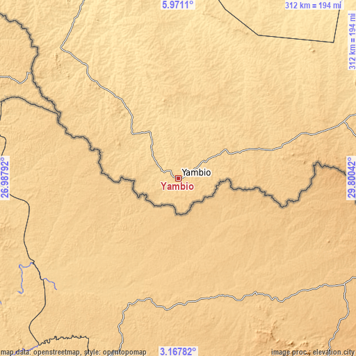 Topographic map of Yambio