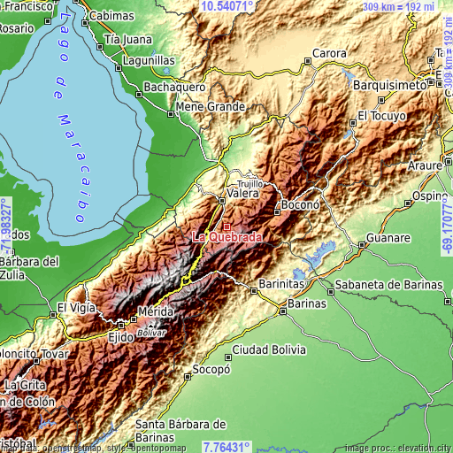 Topographic map of La Quebrada
