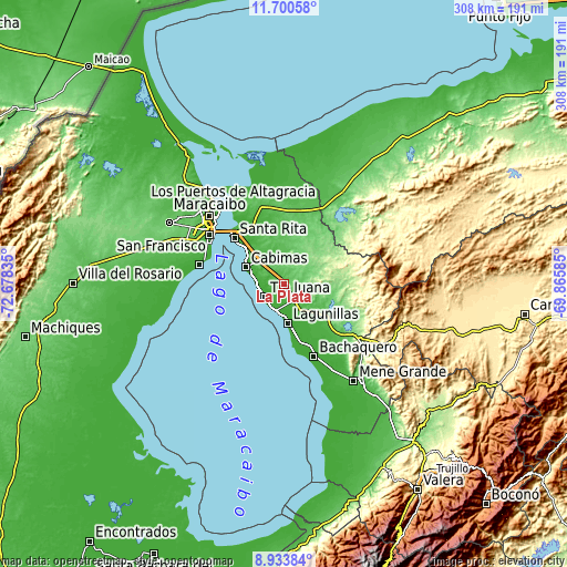 Topographic map of La Plata