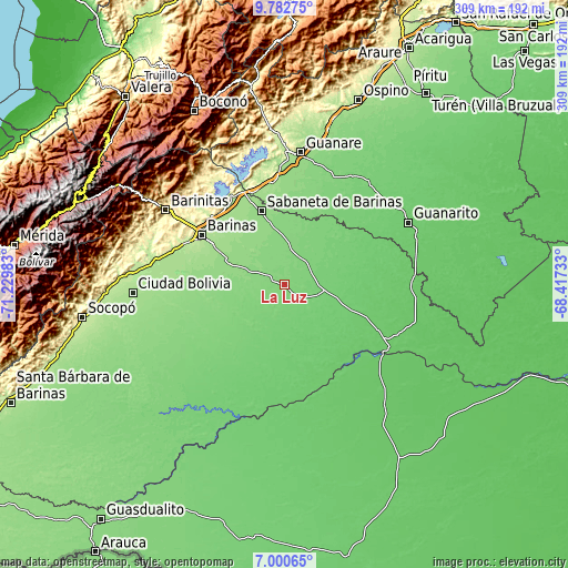 Topographic map of La Luz