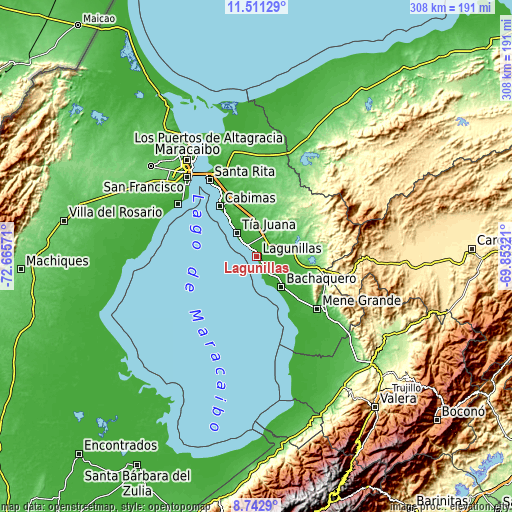 Topographic map of Lagunillas