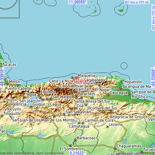 Topographic map of La Guaira