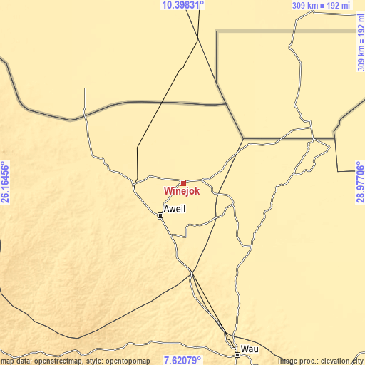 Topographic map of Winejok