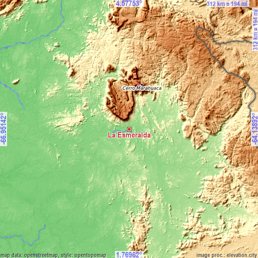 Topographic map of La Esmeralda