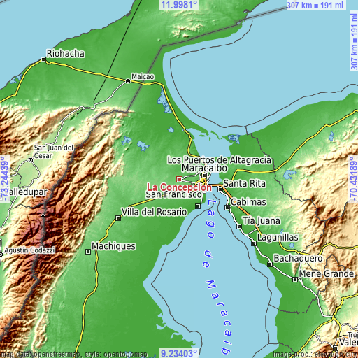 Topographic map of La Concepción