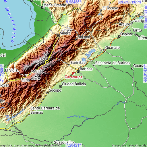 Topographic map of Caramuca