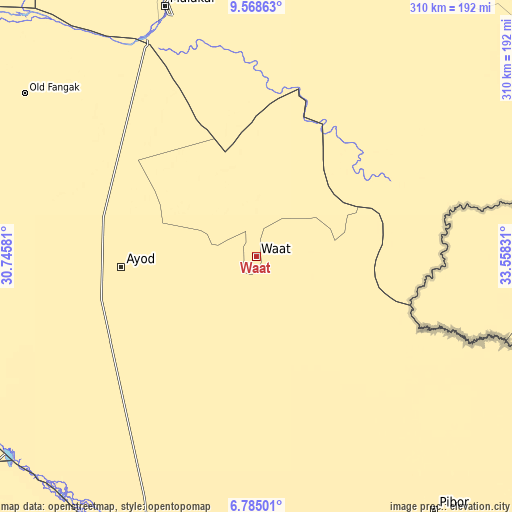 Topographic map of Waat