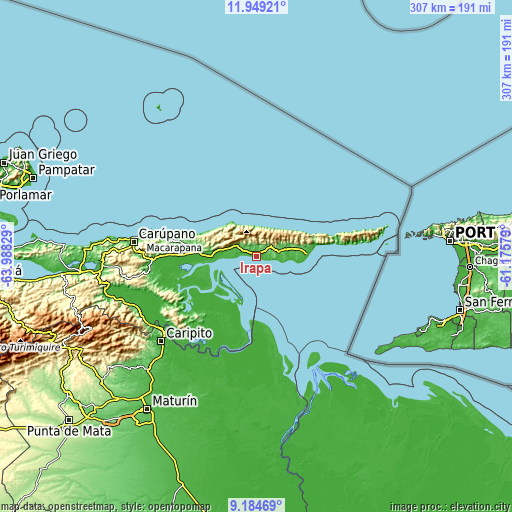 Topographic map of Irapa