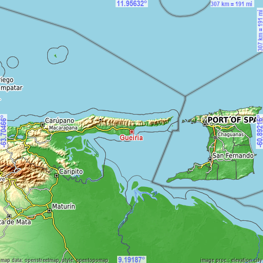 Topographic map of Güiria