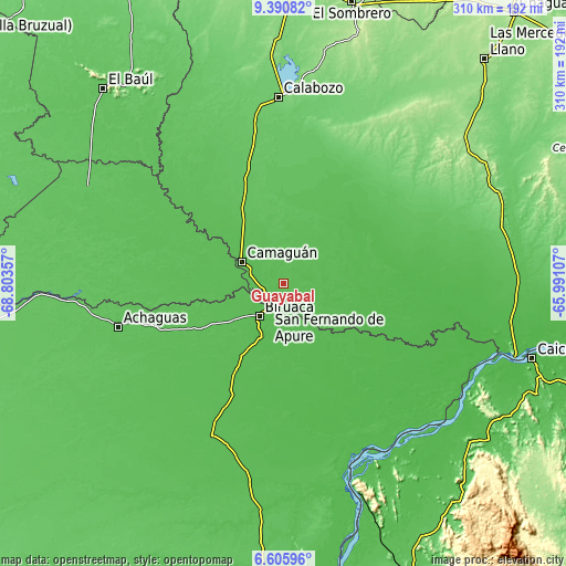 Topographic map of Guayabal