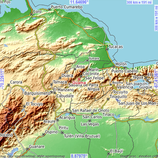 Topographic map of Guama