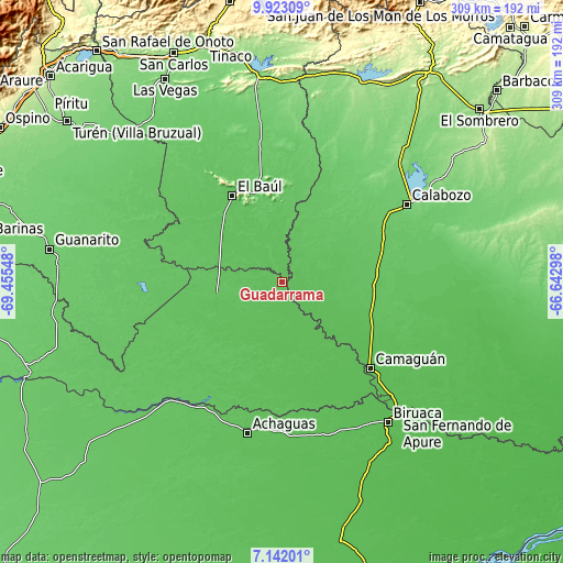 Topographic map of Guadarrama