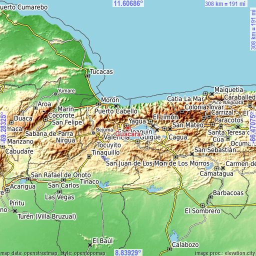 Topographic map of Guacara
