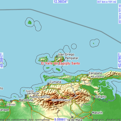 Topographic map of El Valle del Espíritu Santo