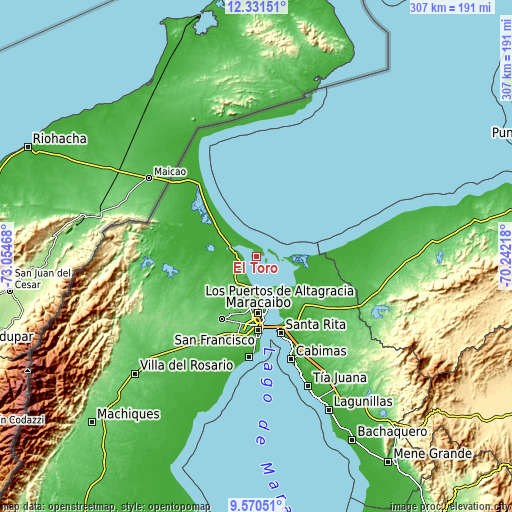 Topographic map of El Toro
