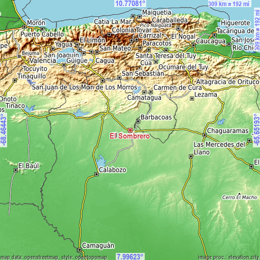 Topographic map of El Sombrero