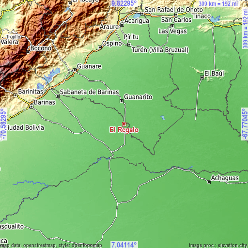 Topographic map of El Regalo