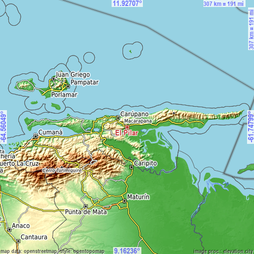 Topographic map of El Pilar