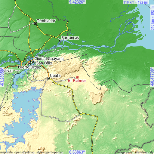 Topographic map of El Palmer