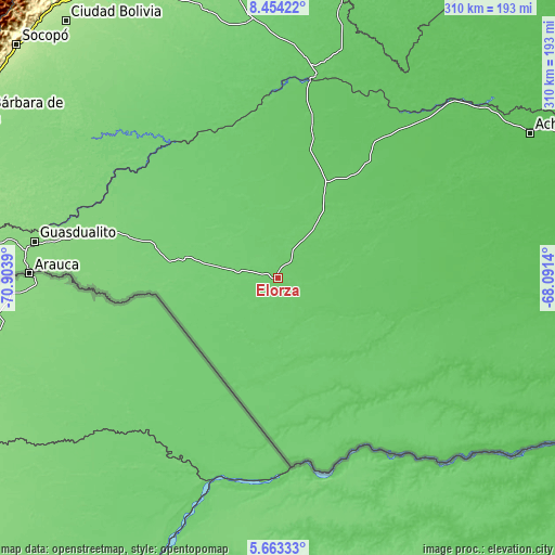 Topographic map of Elorza