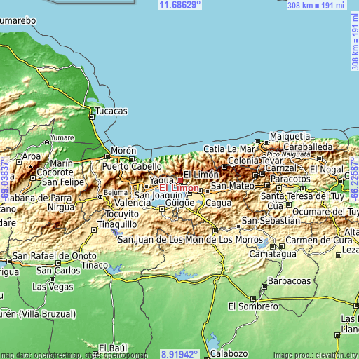 Topographic map of El Limón